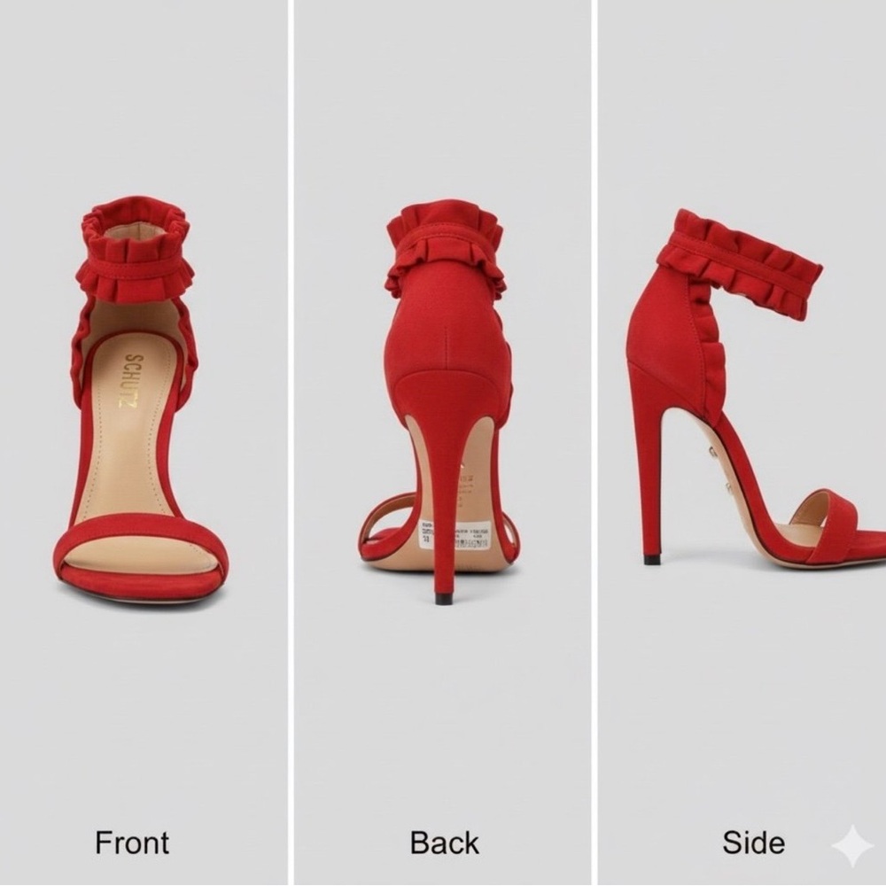 SCHUTZ Red Ruffle Strap Heels brand new